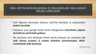 Özel Eğitim Kurumlarında İş Sözleşmeleri Web